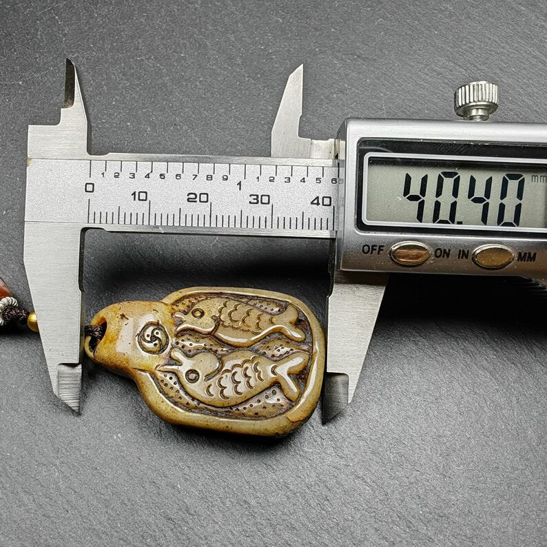 Tibetan Kapala Amulet | Double Fish Pendant