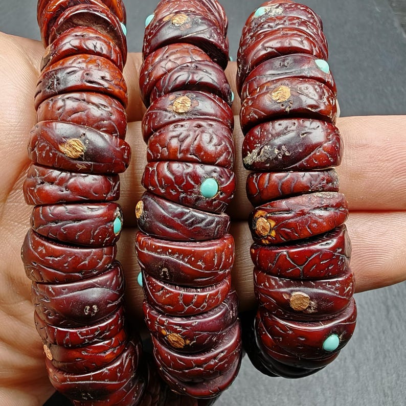 Old 108 Bodhi Seed Beads Mala,Hand Hold 16mm Prayer Beads