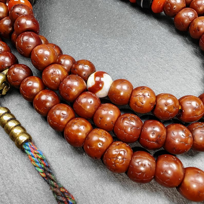 Tibetan 8mm 108 Rudraksha Mala Necklace