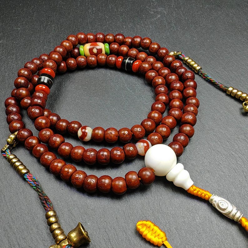 Tibetan 8mm 108 Rudraksha Mala Necklace