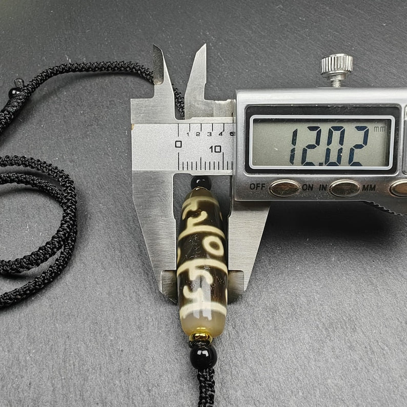 Tibetan Guru Rinpoche Three Realms Dzi Bead Amulet,38× 12 mmx Gandhanra-ART