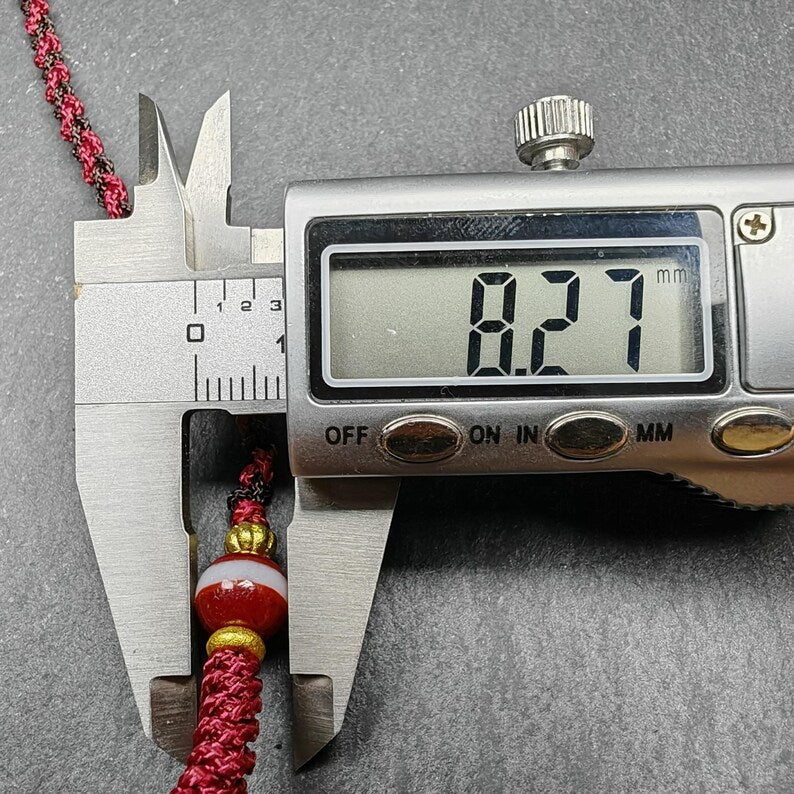 Dzi Necklace - Fire Agate Thunder 5 Eyes Dzi + Medicine Dzi - 30 x 14mm Gandhanra-ART