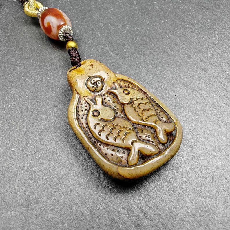 Tibetan Kapala Amulet | Double Fish Pendant