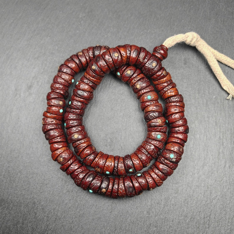 Old 108 Bodhi Seed Beads Mala,Hand Hold 16mm Prayer Beads