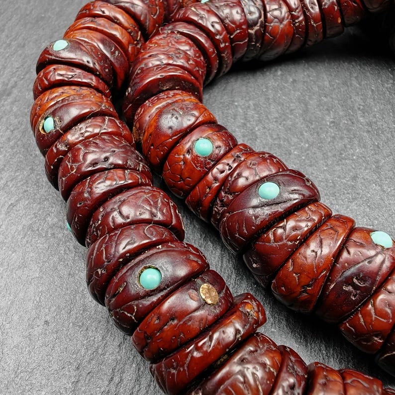 Old 108 Bodhi Seed Beads Mala,Hand Hold 16mm Prayer Beads