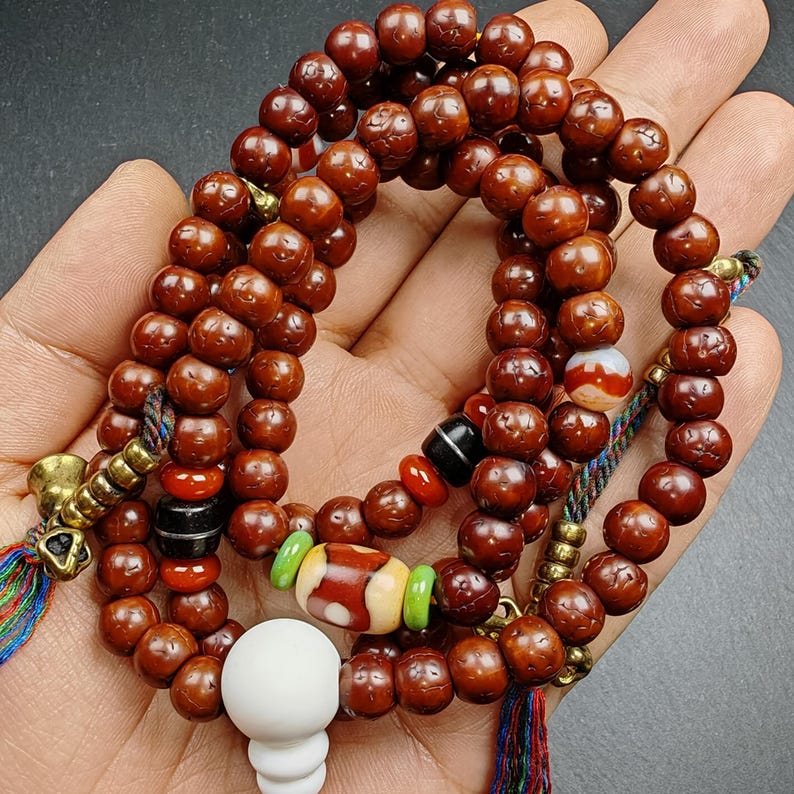 Tibetan 8mm 108 Rudraksha Mala Necklace