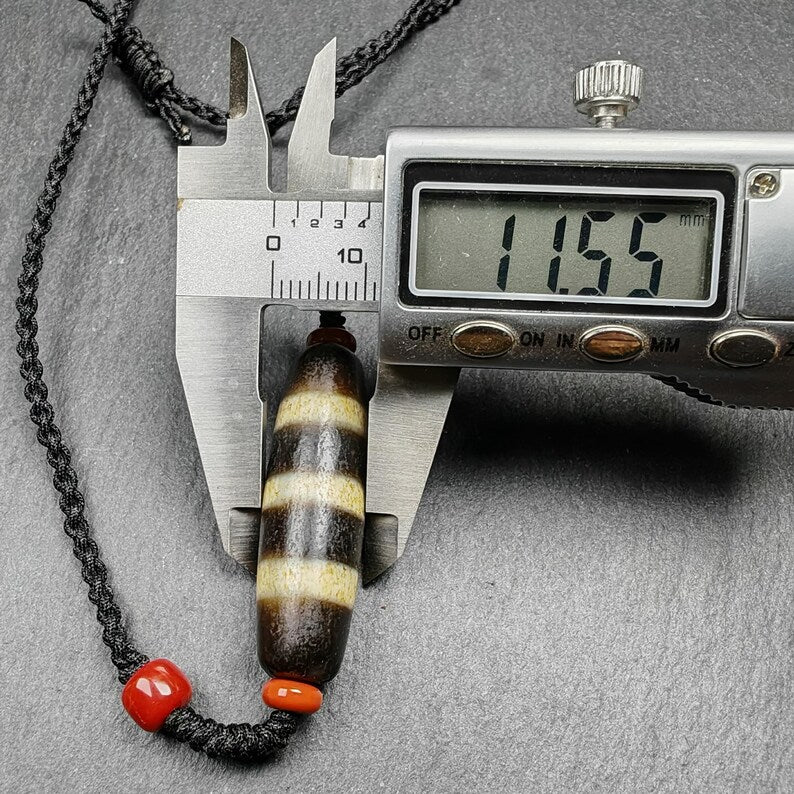 Stripe Dzi Bead Amulet | 37*11mm