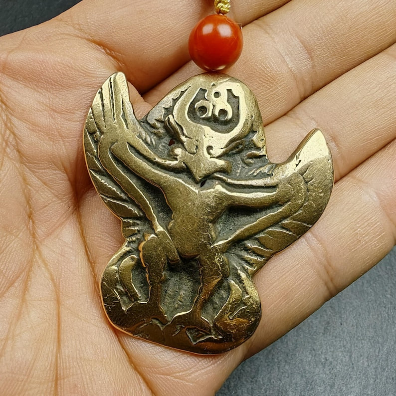 Tibetan Buddhist Amulet Pendant | Garuda Golden-Winged Bird