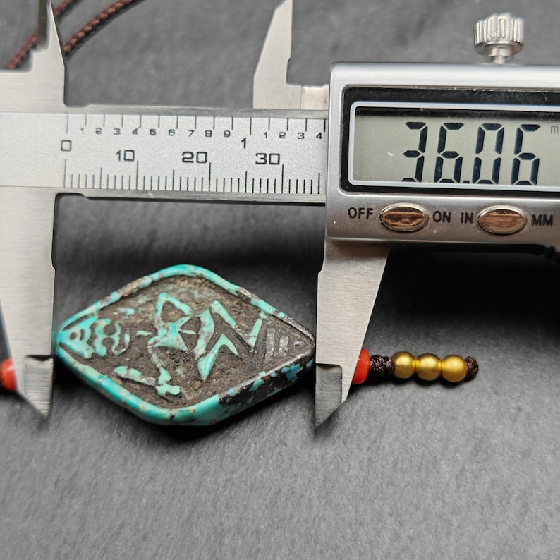Turquoise Citipati Skull Pendant | Vintage Tibetan Amulet