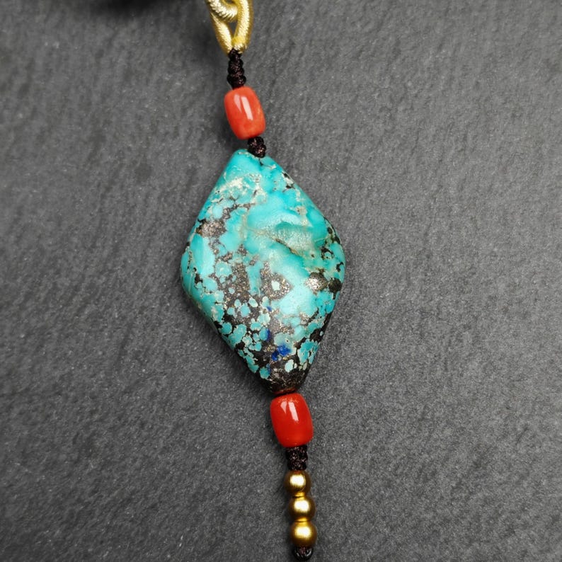 Turquoise Citipati Skull Pendant | Vintage Tibetan Amulet