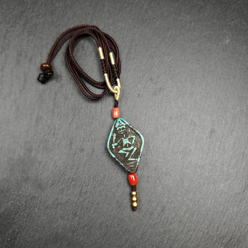 Turquoise Citipati Skull Pendant | Vintage Tibetan Amulet