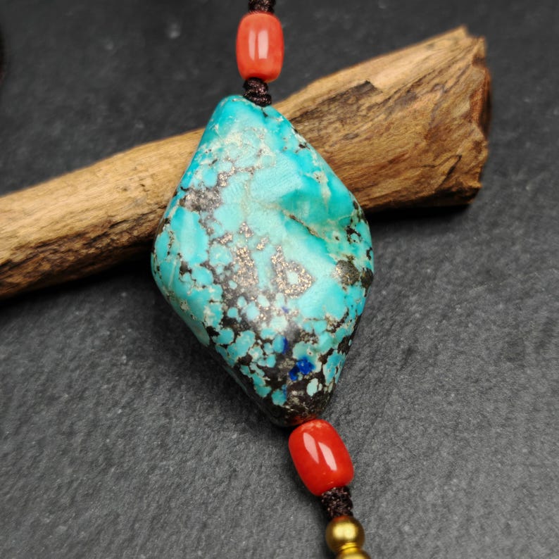 Turquoise Citipati Skull Pendant | Vintage Tibetan Amulet