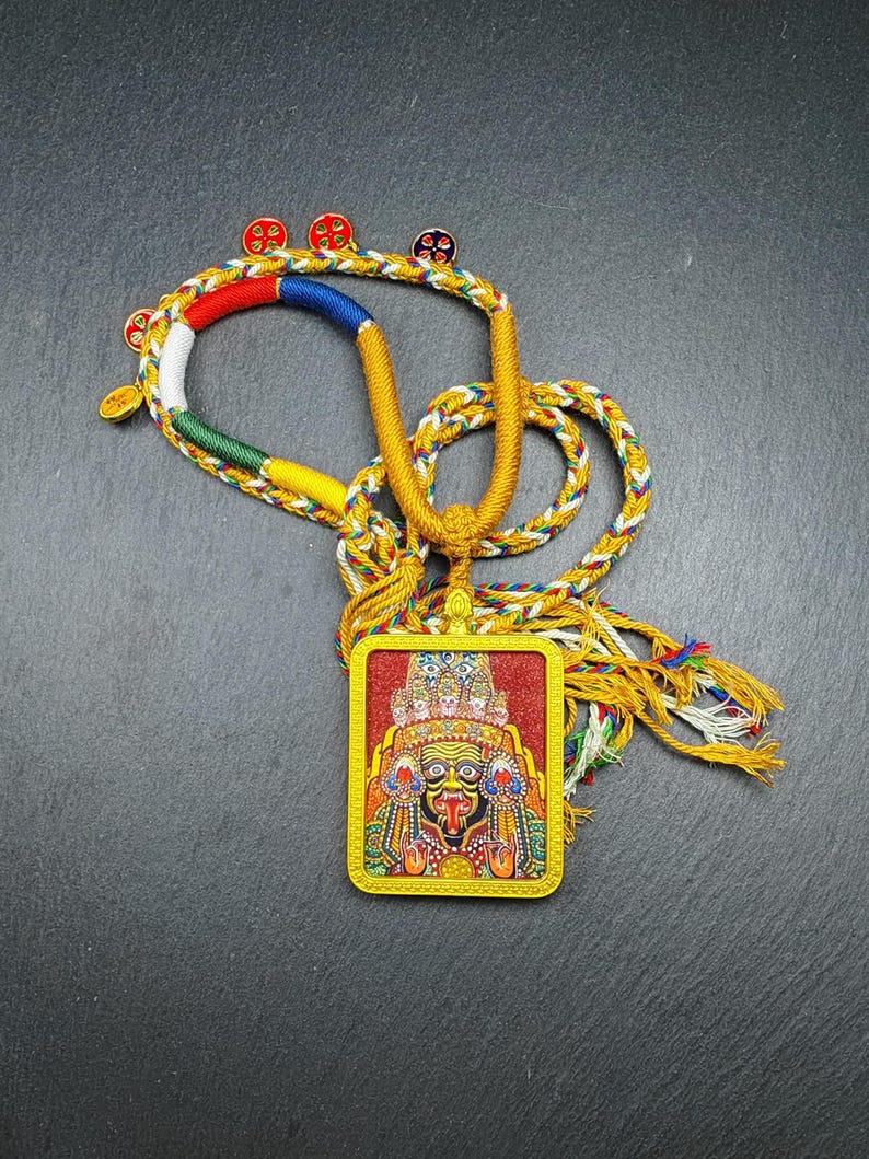 Hand-Painted Drashi Lhamo Amulet | Tibetan Zashi Lhamo Gau Shrine