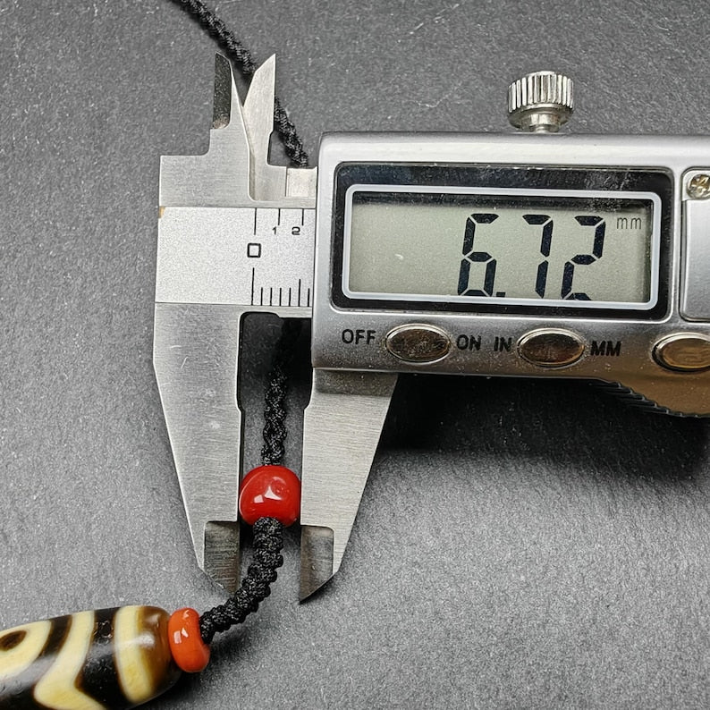 Tibetan Mandala 3 Eyes Dzi Bead Necklace Amulet |30*11mm