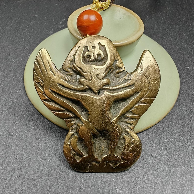 Tibetan Buddhist Amulet Pendant | Garuda Golden-Winged Bird