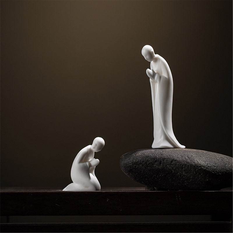 White Porcelain Meditation Buddha Statues - Gandhanra-ART