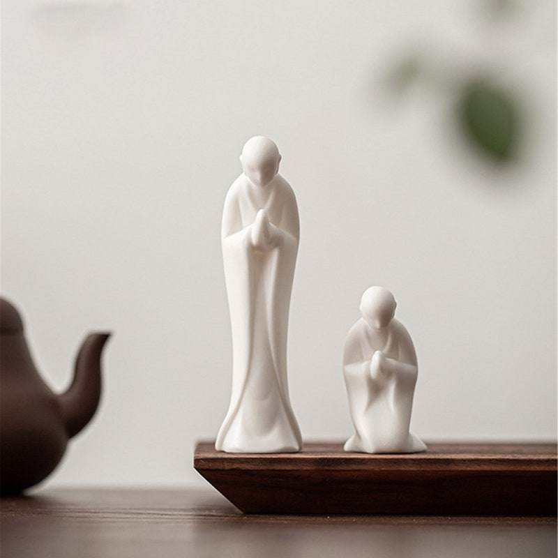 White Porcelain Meditation Buddha Statues - Gandhanra-ART