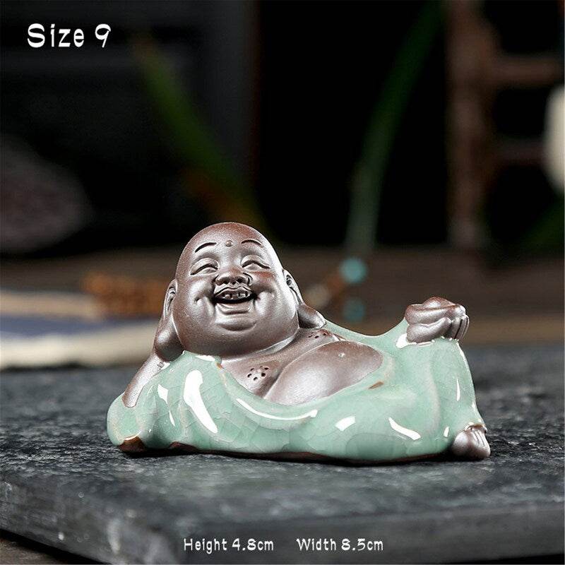 Ge Kiln Shakyamuni,Avalokiteshvara,Ksitigarba Buddha Statue - Tibetan Buddhist statue, size reference