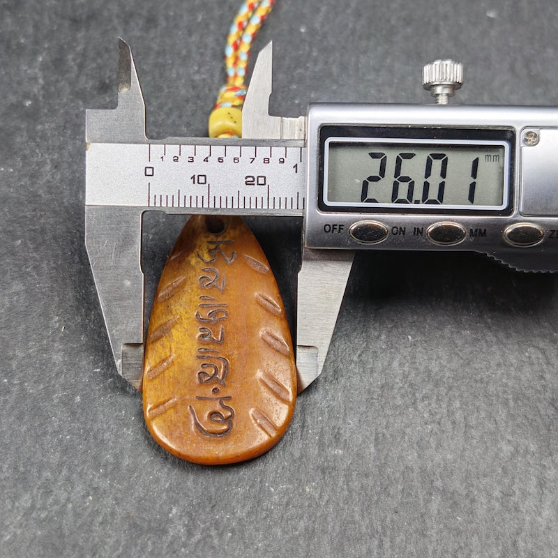 Amulet,Yak Bone Carved OM Mani Padme Hum Mantra,Tibetan Letter Gandhanra-ART
