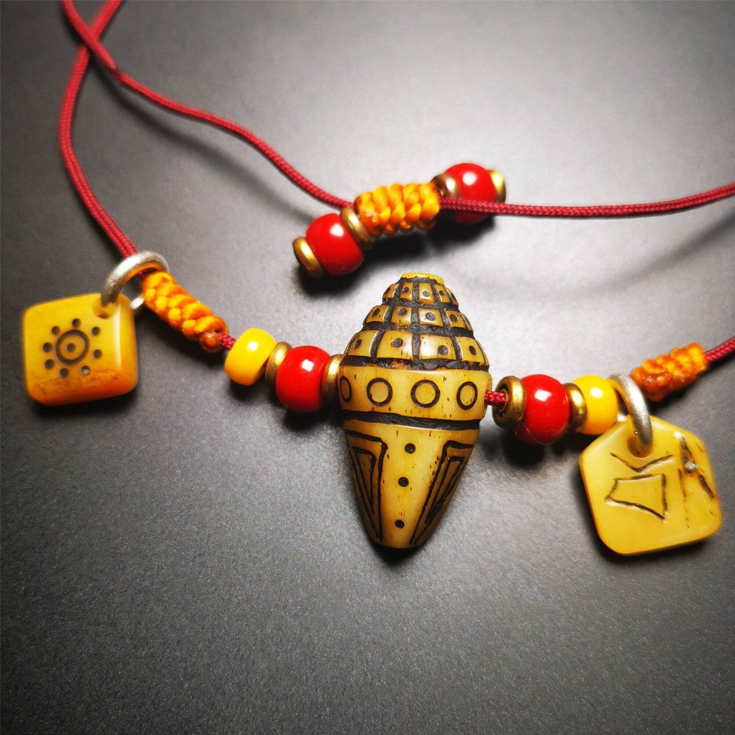 Yak Bone Carved Necklace,Stupa - Gandhanra-ART