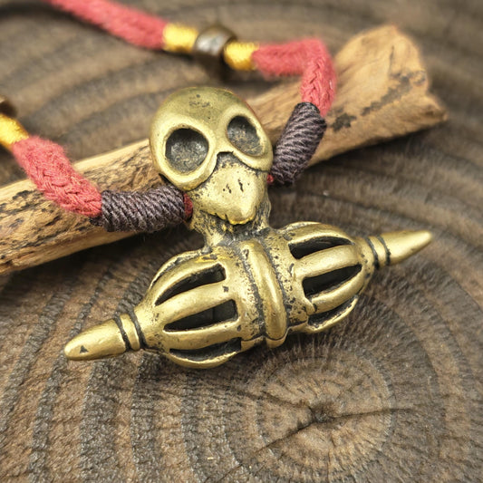Citipati Skull Vajra Amulet Protective Chram Decades Old - 36×50mm