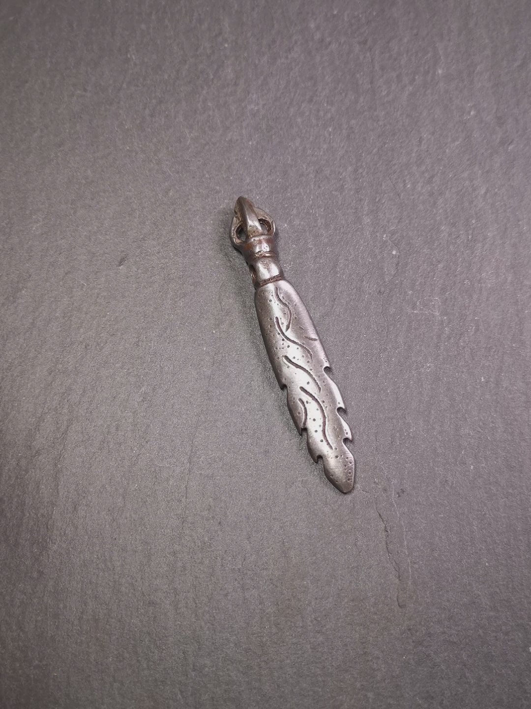 This Fire Sword amulet was handmade by Tibetan craftsmen in 2000s. It is black color,2.8 inches length. You can carry it as a necklace pendant or key chain. The Manjusri is often depicted holding a sword, referred to as the sword of wisdom.