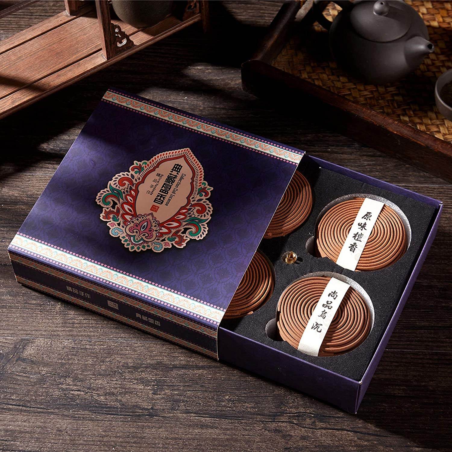 4 Packs of 160 Long Lasting Incense Coils,Gift Pack - Gandhanra-ART