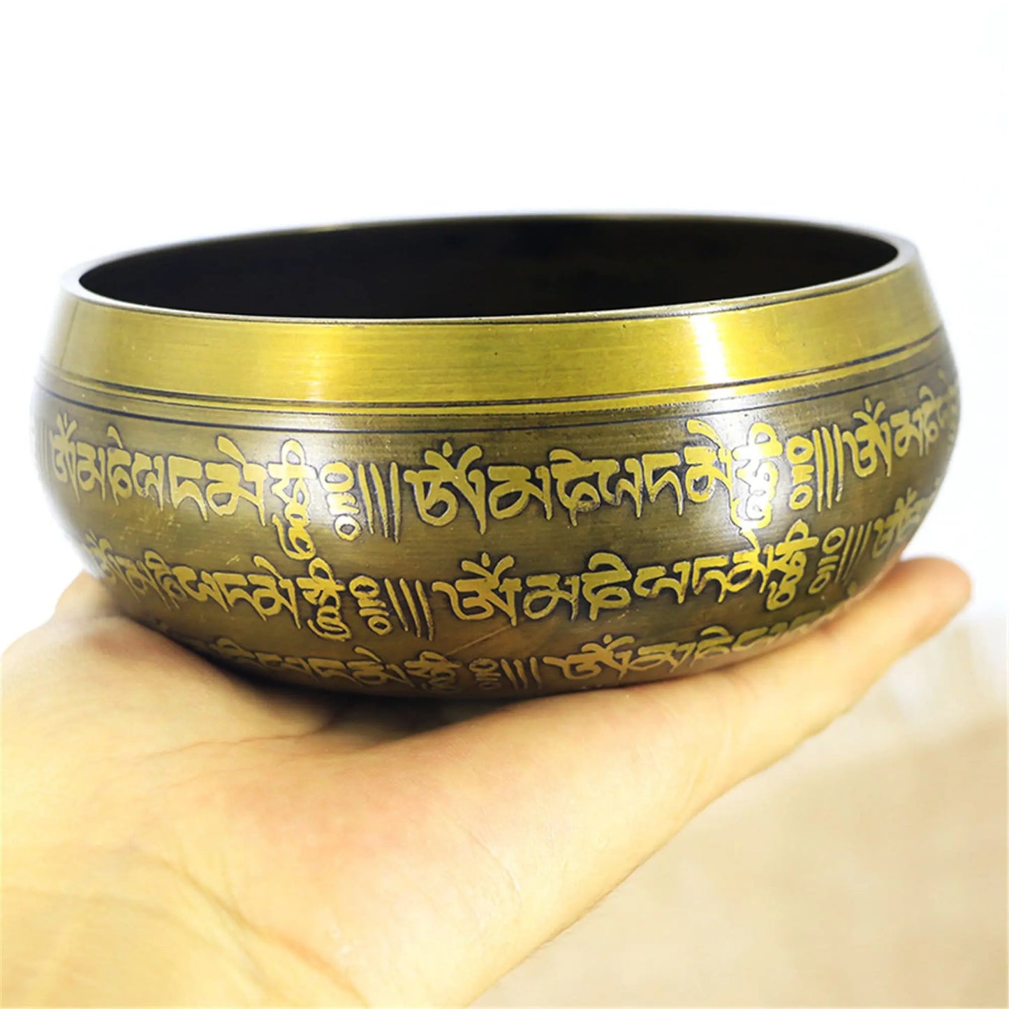 Gandhanra 4.7" Tibetan Singing Bowl Carved with Buddha Statues and Mentra Gandhanra-ART