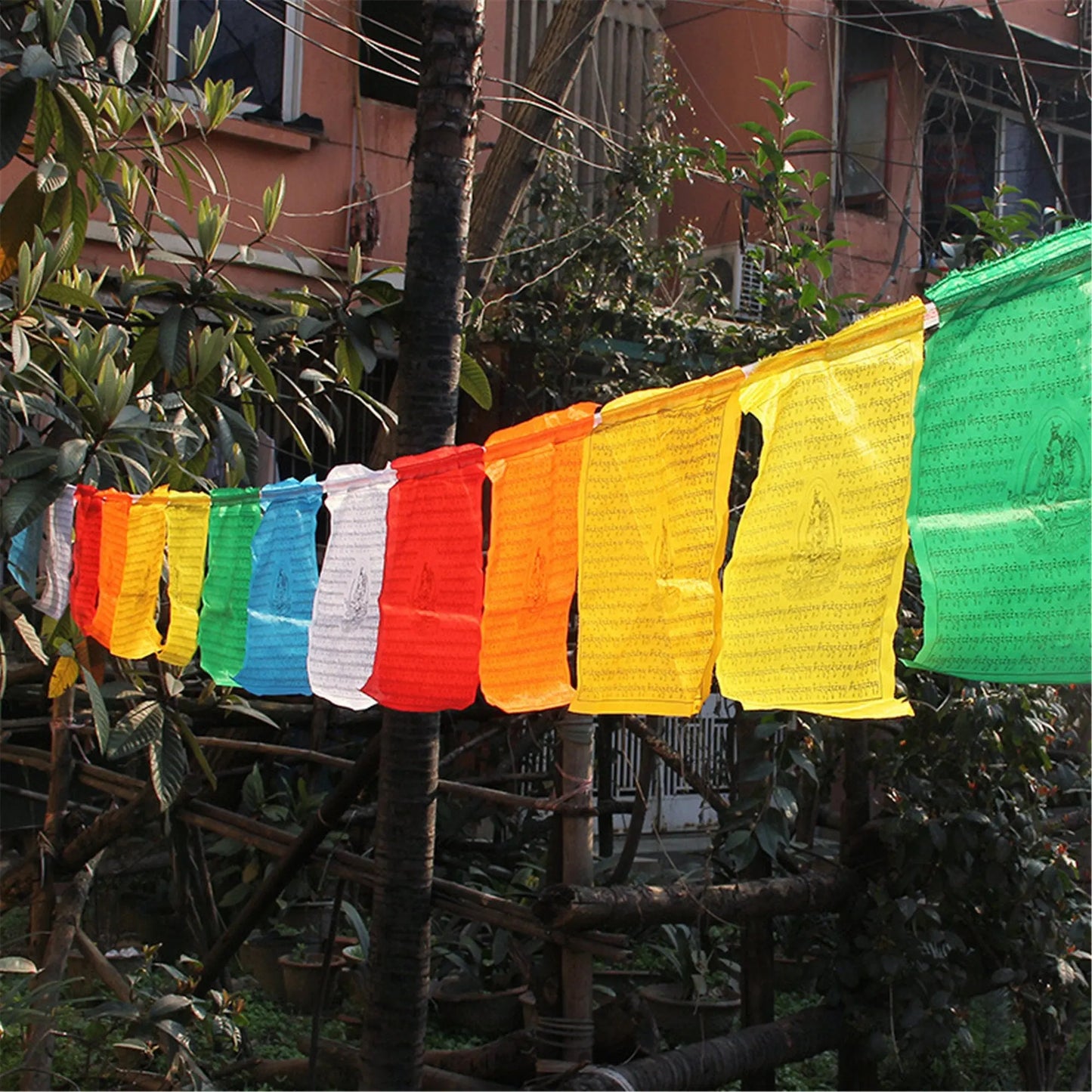 Gandhanra Tibetan Bunting Prayer Flag of Green Tara Mantra,16.5 Ft * 21 Flags,Lungta Flag,Promote Love,Compassion,pPeace,Strength and Wisdom Gandhanra-ART