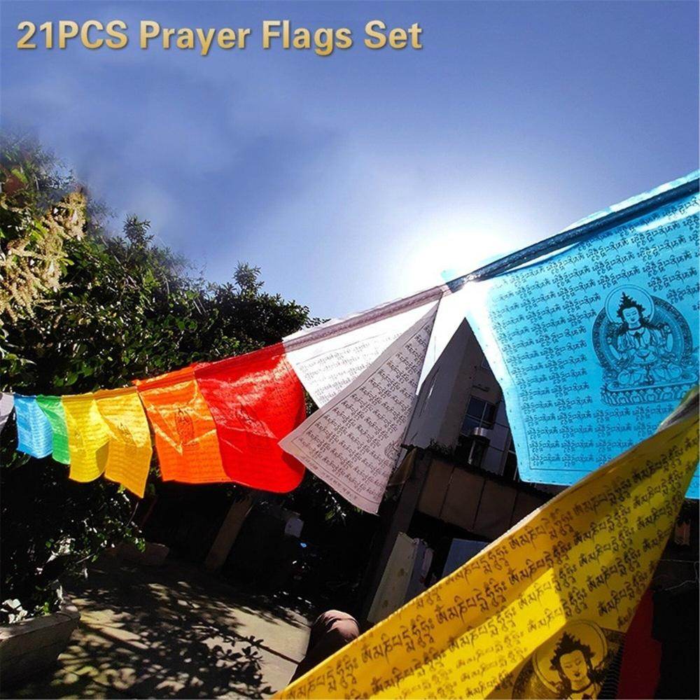 Prayer Flags of Om Mani Padme Hum,17.5 Ft total 21 Flags - Gandhanra-ART