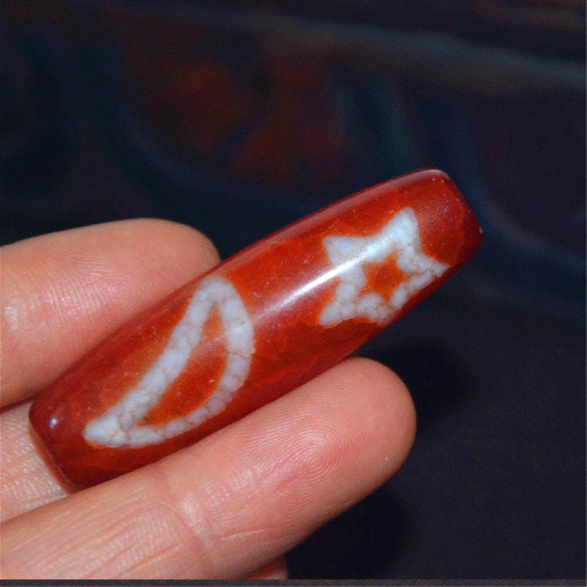 Agate Celestial Dzi - Moon Star - Gandhanra-ART