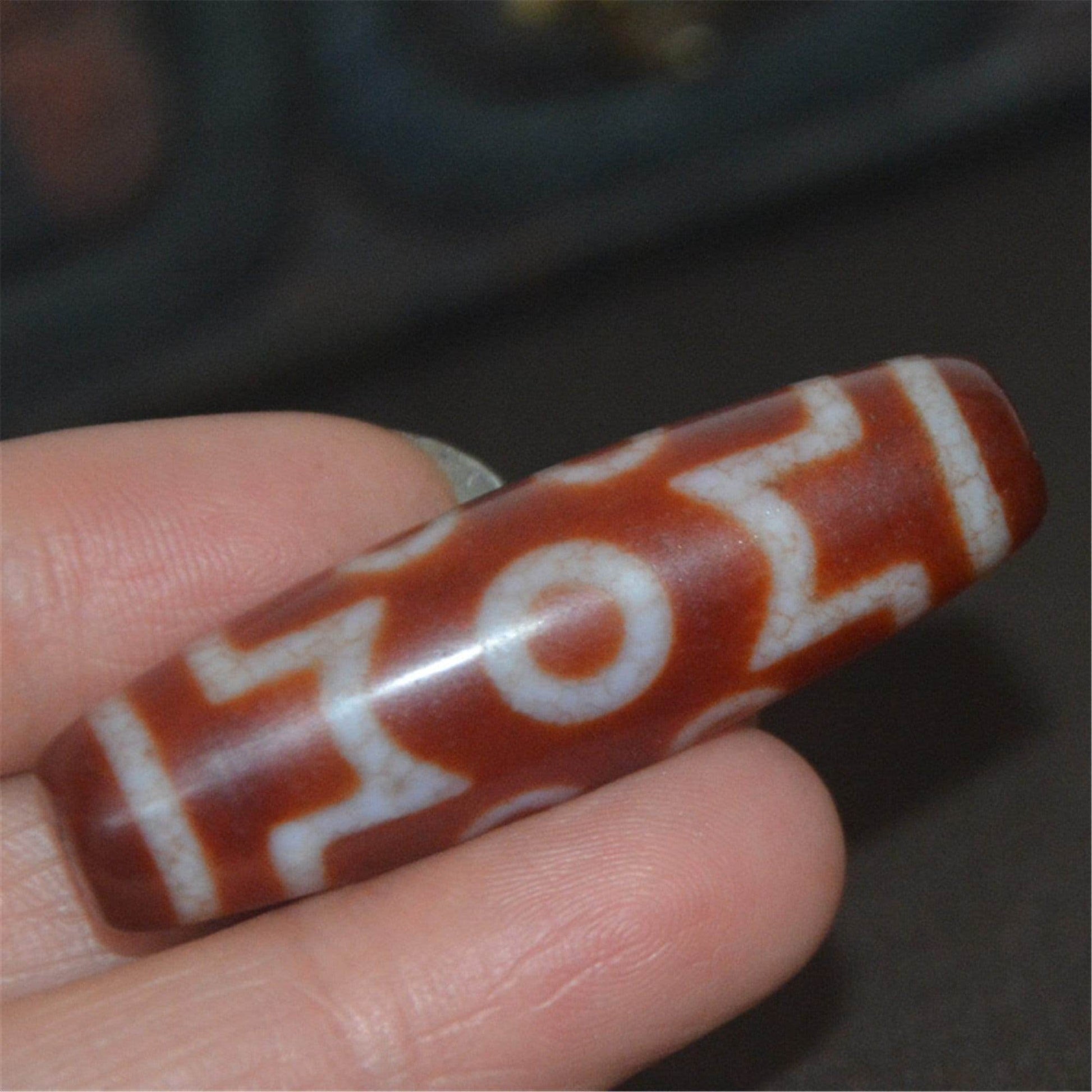 Fire Agate 7 Eyes Dzi Bead - Gandhanra-ART