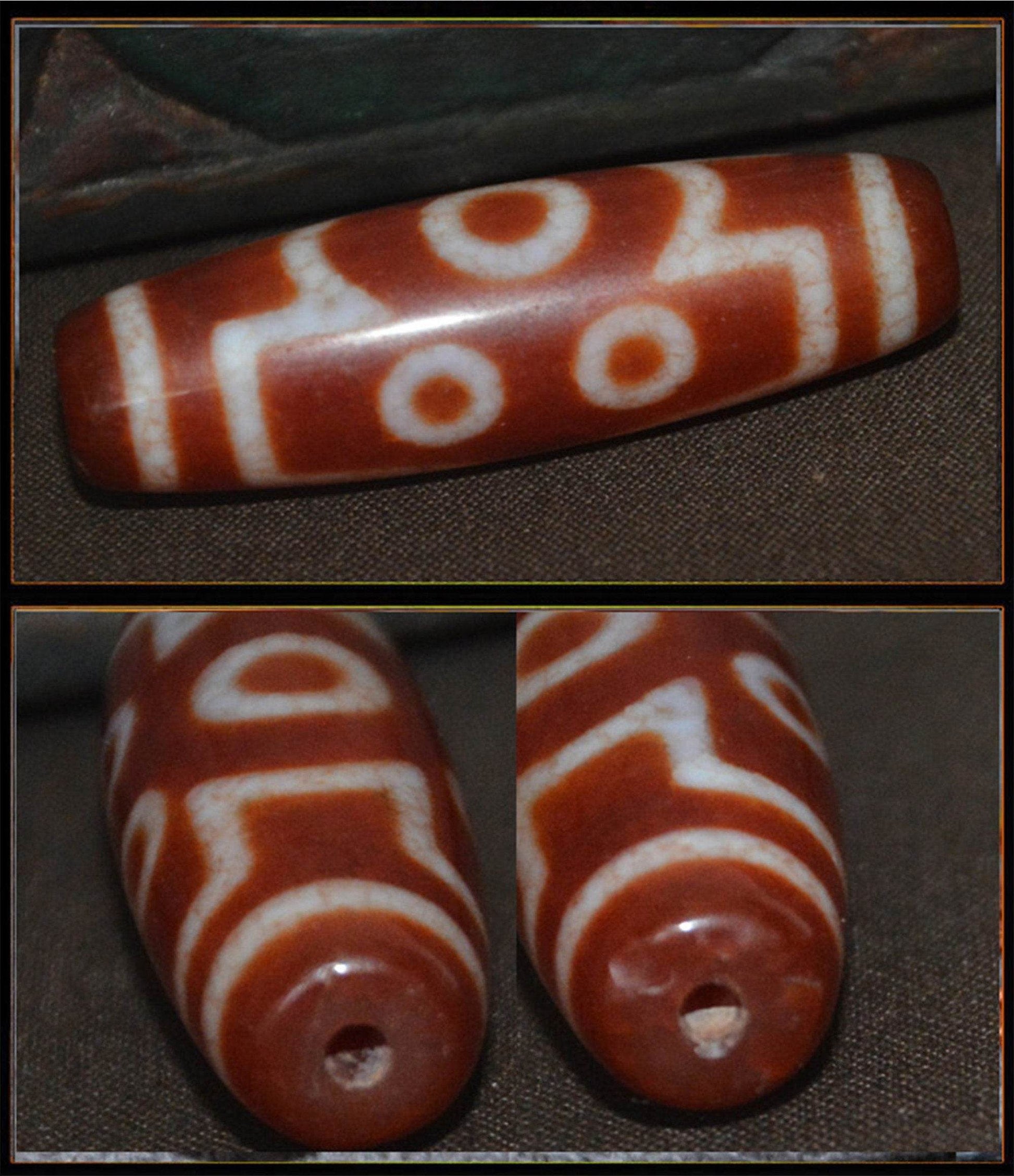 Fire Agate 7 Eyes Dzi Bead - Gandhanra-ART