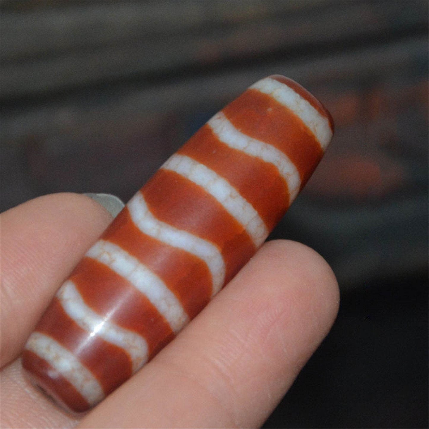 Fire Agate Stripe Dzi Bead - Gandhanra-ART