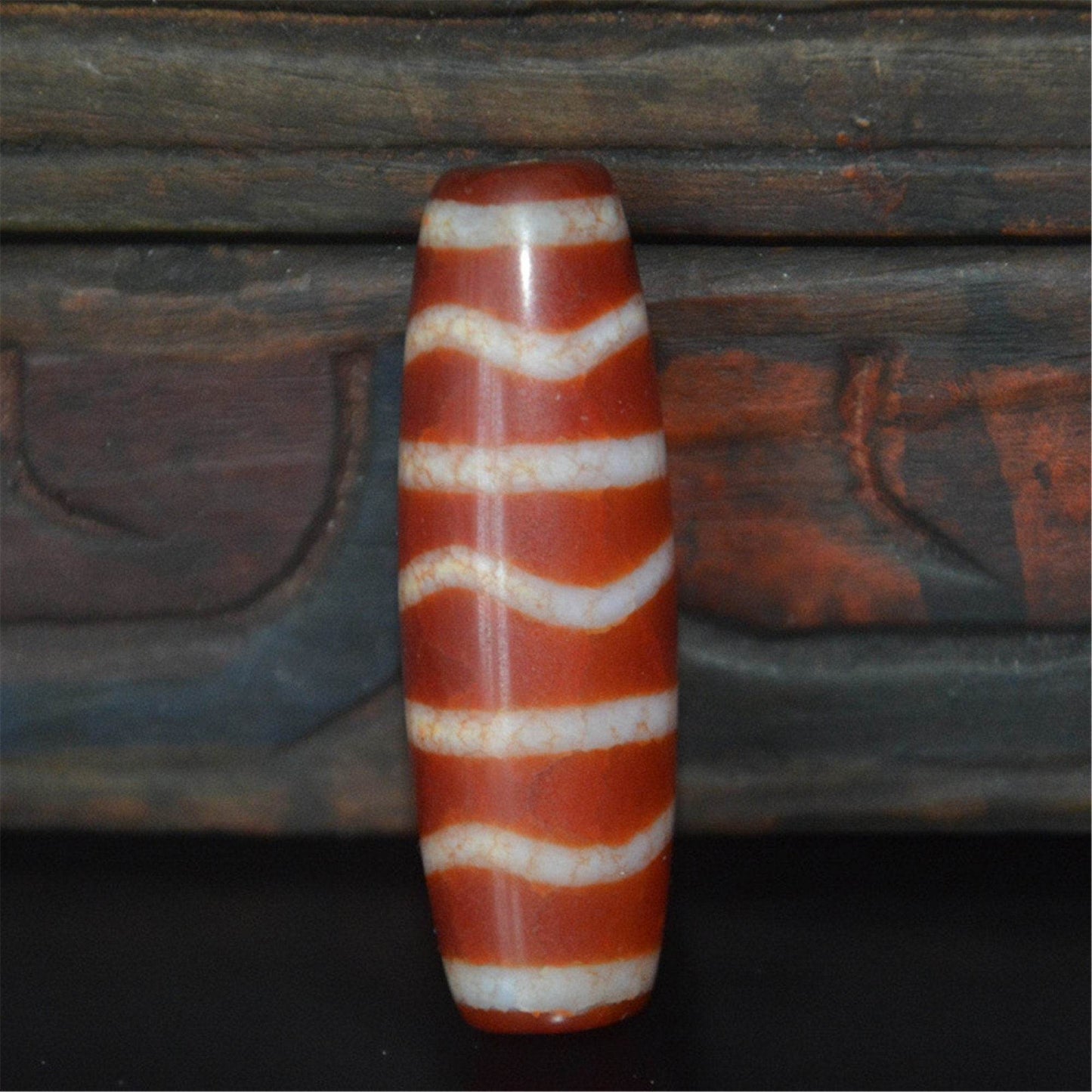 Fire Agate Stripe Dzi Bead - Gandhanra-ART