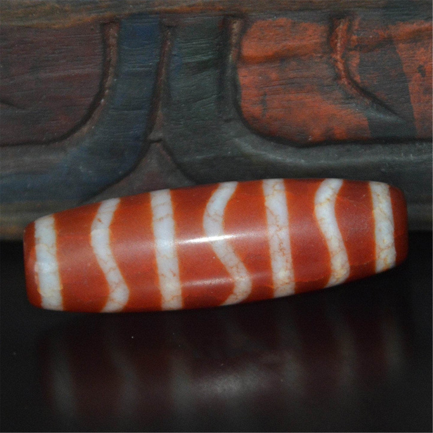 Fire Agate Stripe Dzi Bead - Gandhanra-ART