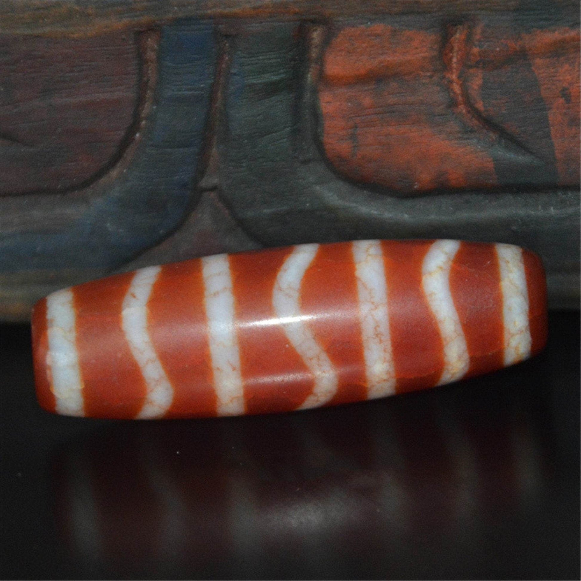 Fire Agate Stripe Dzi Bead - Gandhanra-ART