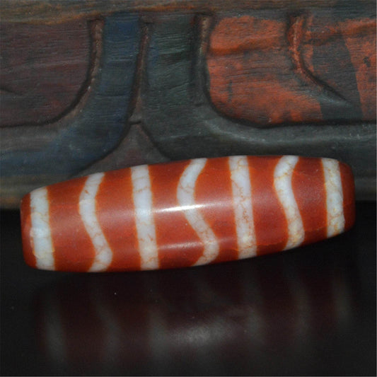 Fire Agate Stripe Dzi Bead - Gandhanra-ART