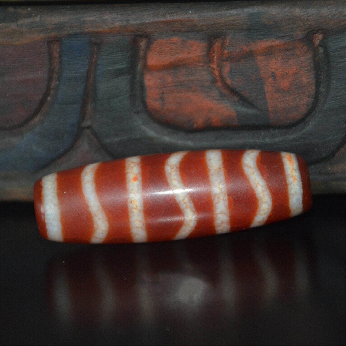 Fire Agate Stripe Dzi Bead - Gandhanra-ART