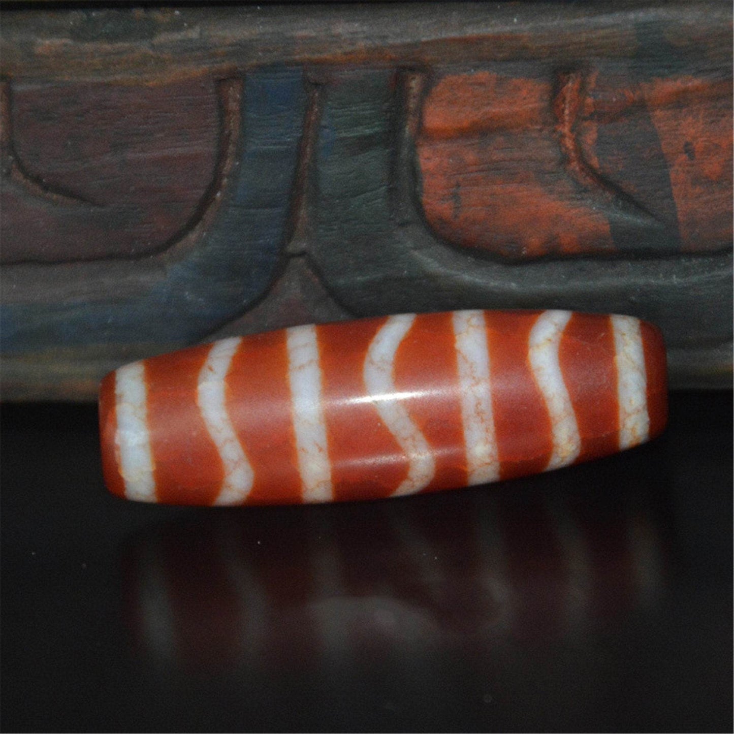 Fire Agate Stripe Dzi Bead - Gandhanra-ART