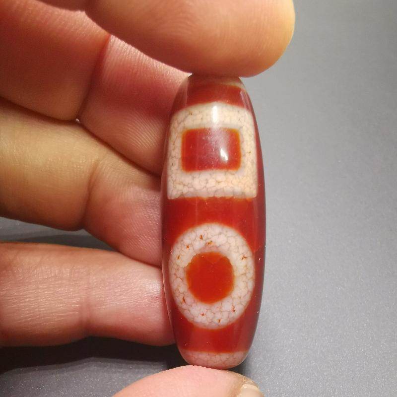 Fire Agate Sky & Earth Dzi Bead - Gandhanra-ART