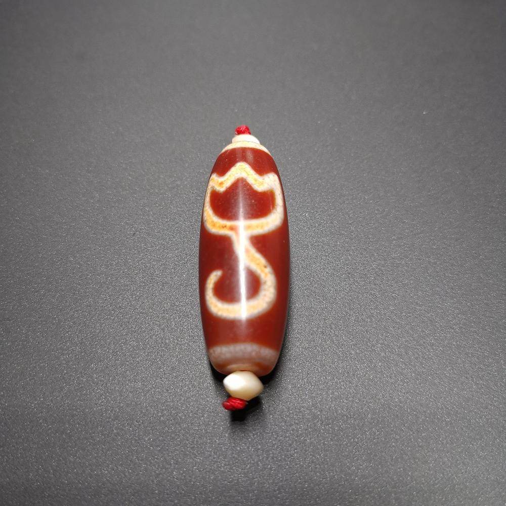 Fire Agate Lotus Dzi Bead - Gandhanra-ART