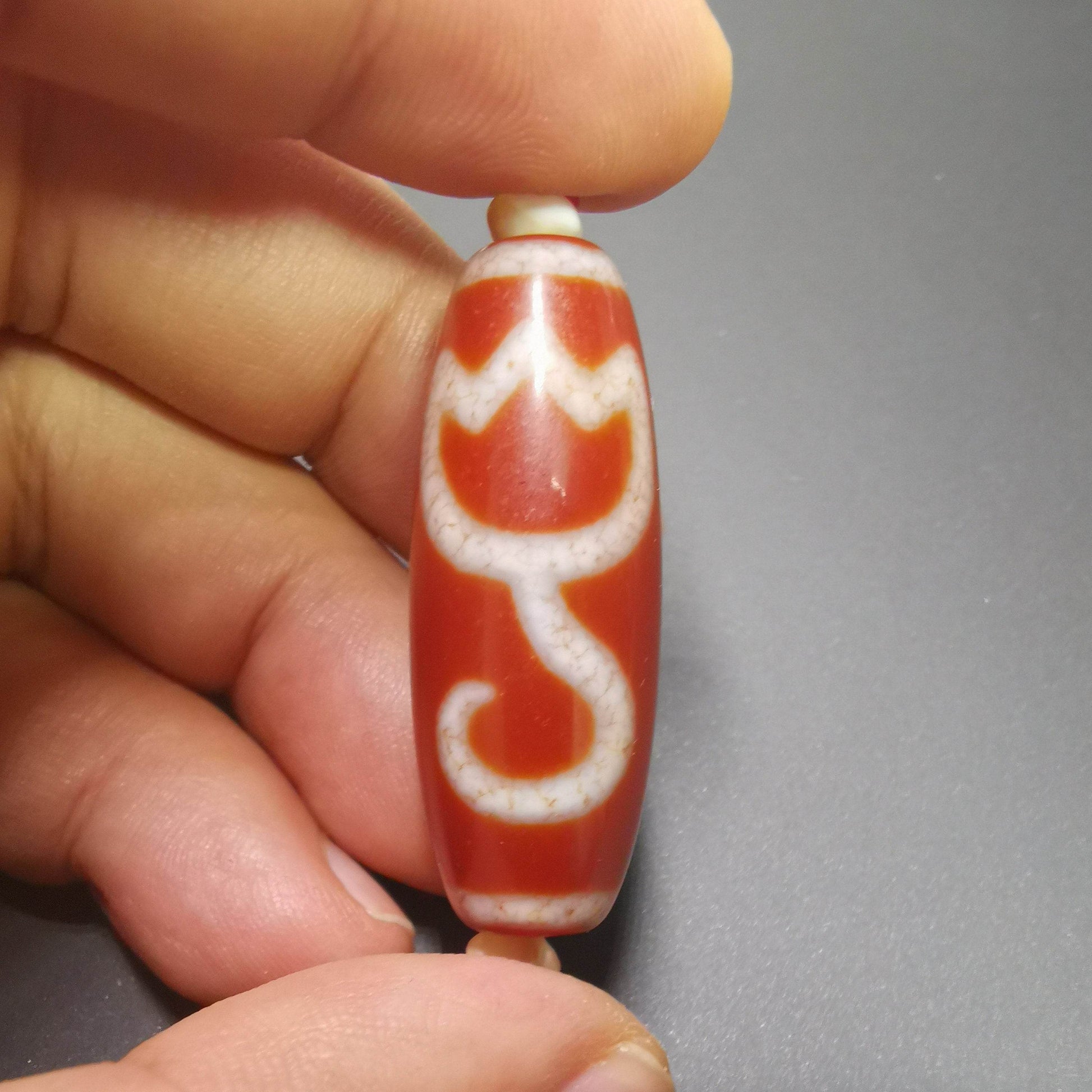 Fire Agate Lotus Dzi Bead - Gandhanra-ART