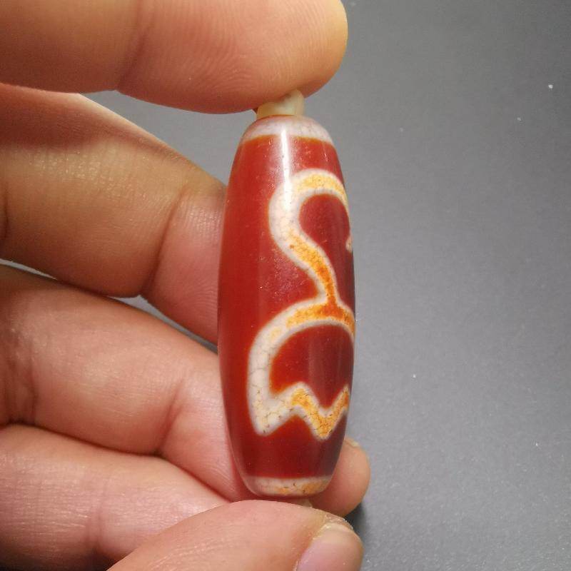 Fire Agate Lotus Dzi Bead - Gandhanra-ART
