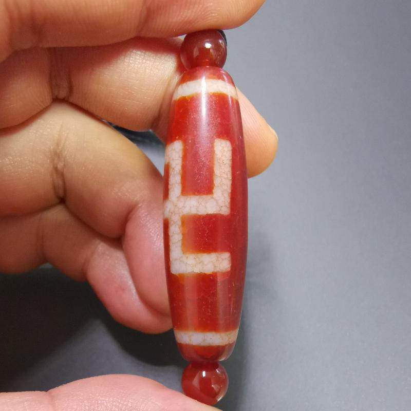 Fire Agate Swastika Symbol 卐 Dzi Beads - Gandhanra-ART