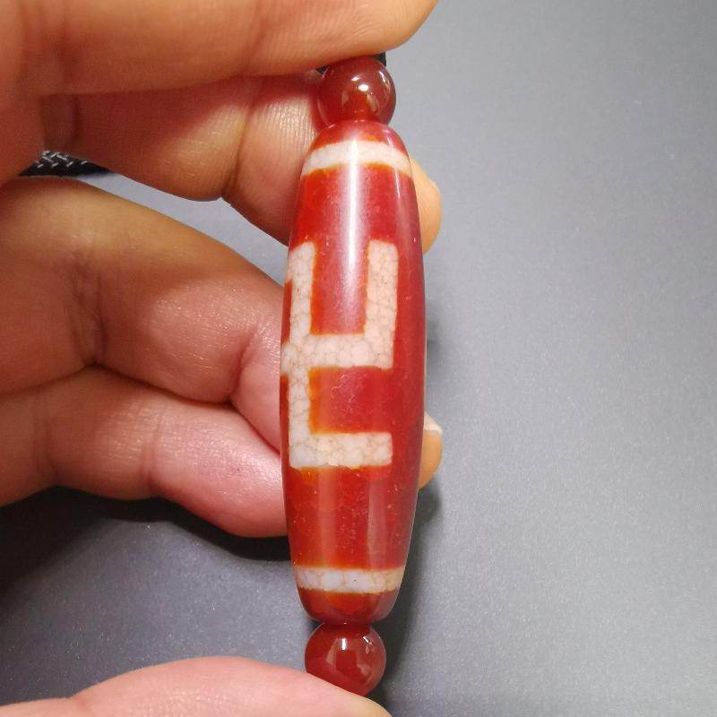 Fire Agate Swastika Symbol 卐 Dzi Beads - Gandhanra-ART