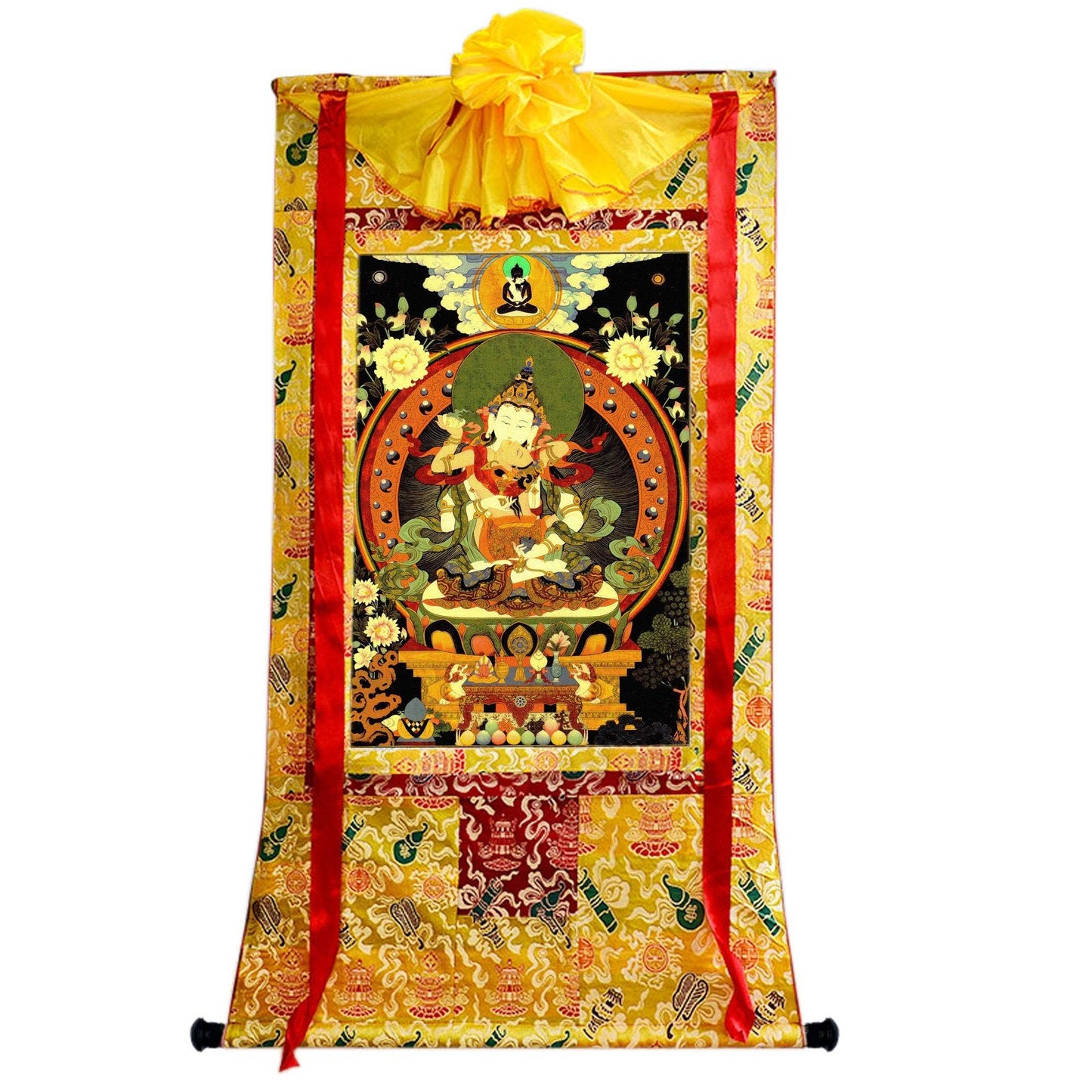 Vajrasattva in Yab Yum,Woodblock Thangka Art - Gandhanra-ART