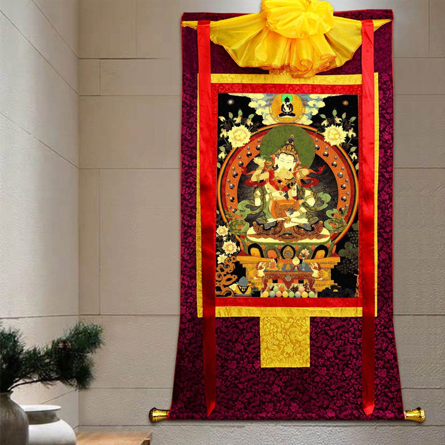 Vajrasattva in Yab Yum,Woodblock Thangka Art - Gandhanra-ART