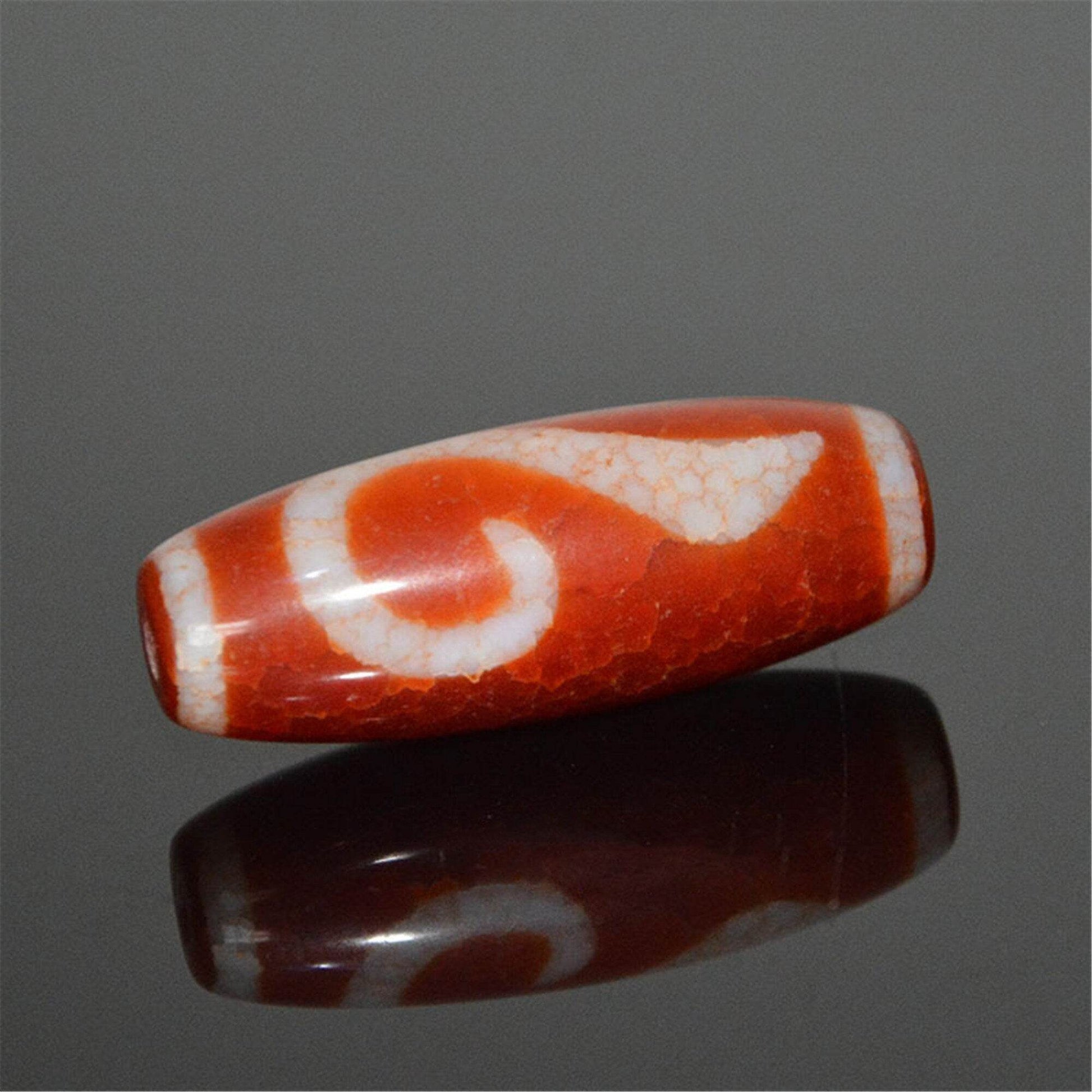 Fire Agate RUYI Dzi Bead - Gandhanra-ART