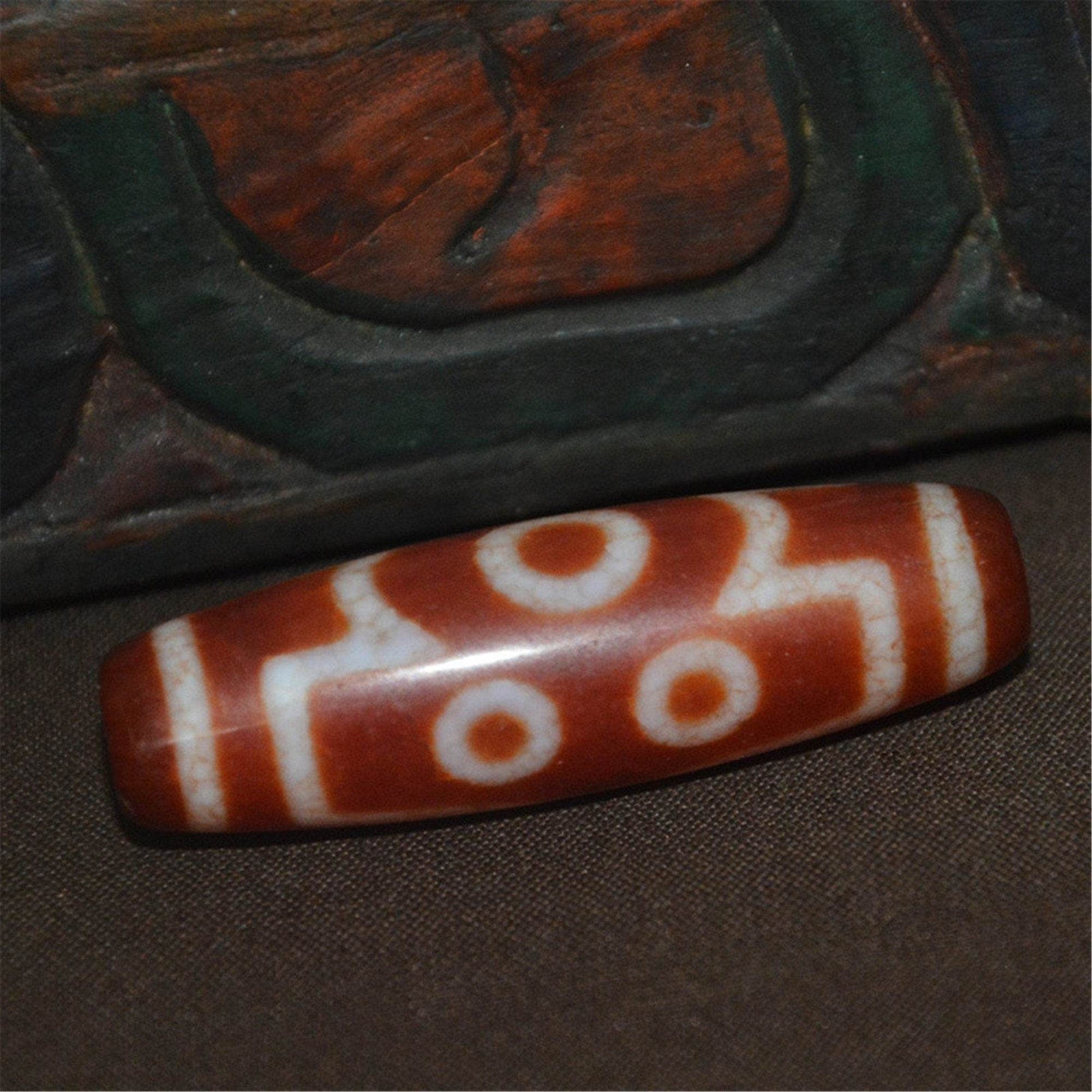 Fire Agate 7 Eyes Dzi Bead - Gandhanra-ART